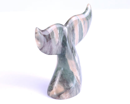 Nicedony 4.2" Blue Chalcedony Hand Carved Whale Tail Sculpture - View 11