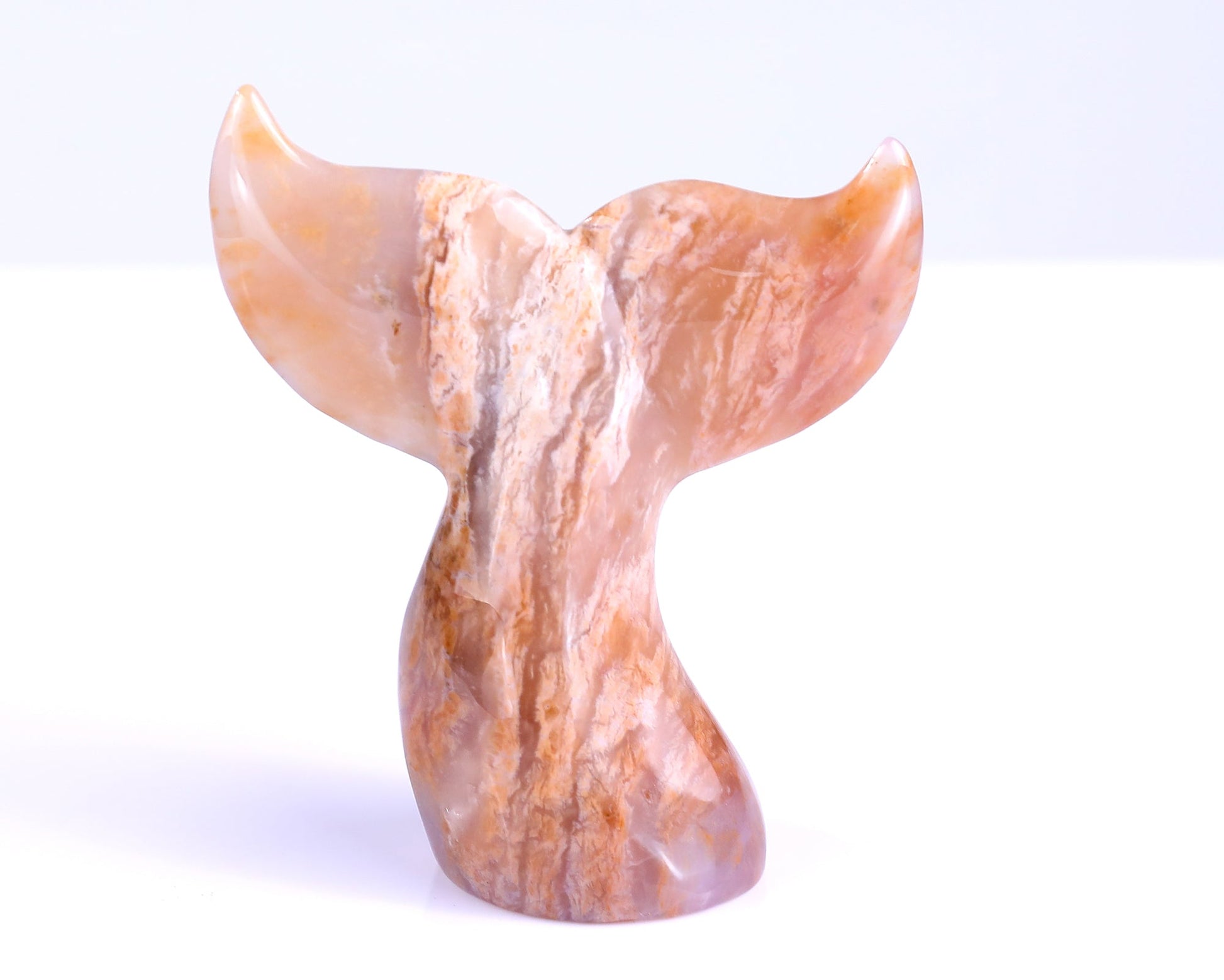 Nicedony 4.2" Blue Chalcedony Hand Carved Whale Tail Sculpture - View 5