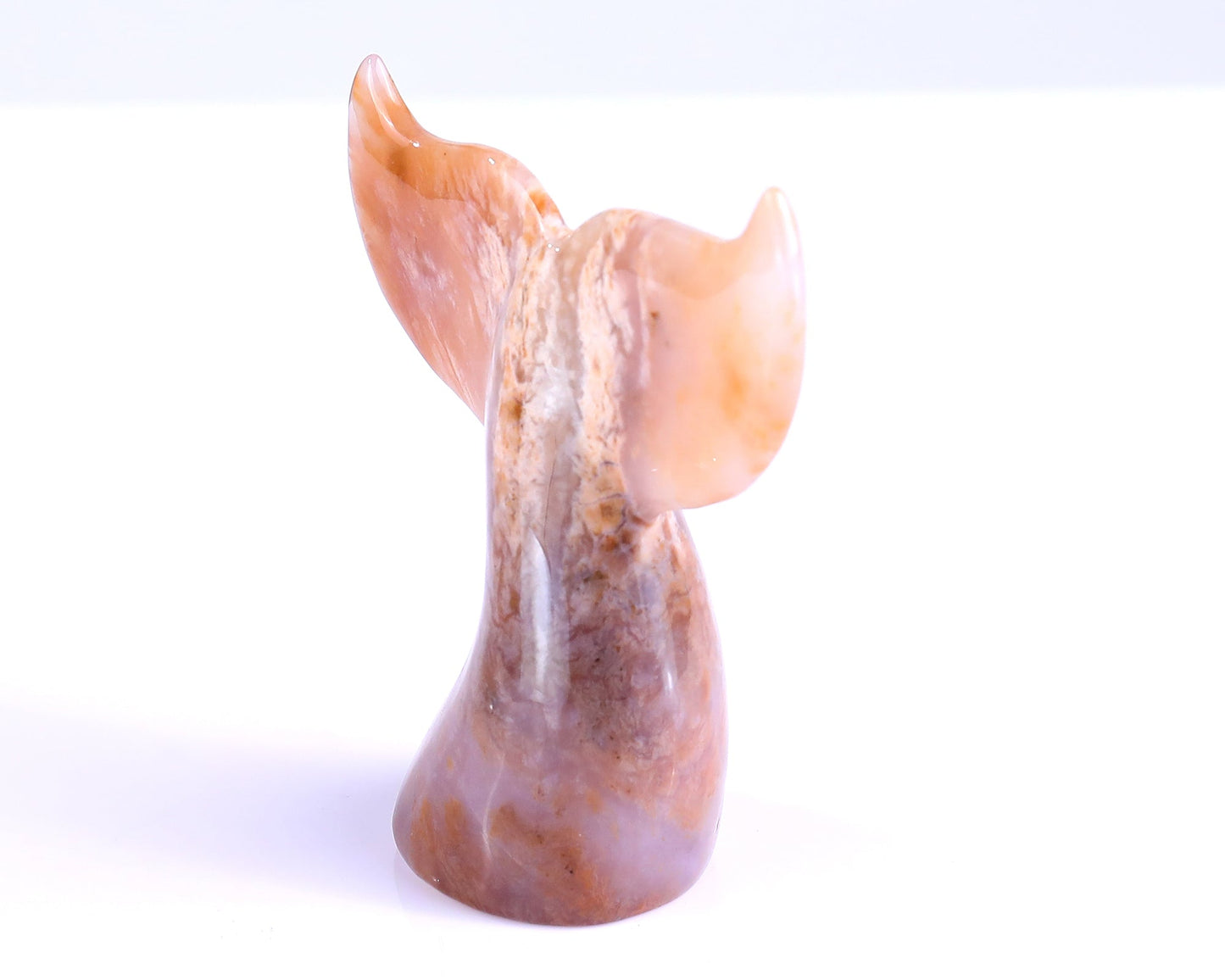 Nicedony 4.2" Blue Chalcedony Hand Carved Whale Tail Sculpture - View 6
