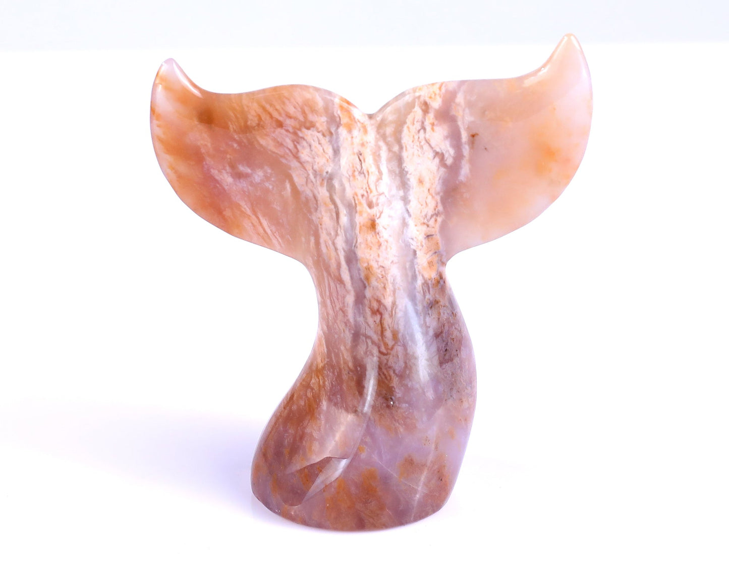 Nicedony 4.2" Blue Chalcedony Hand Carved Whale Tail Sculpture - View 7