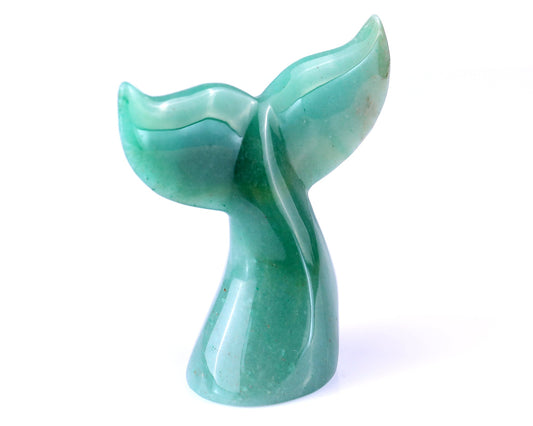 Nicedony 4.2" Green Aventurine Hand Carved Crystal Whale Tail
