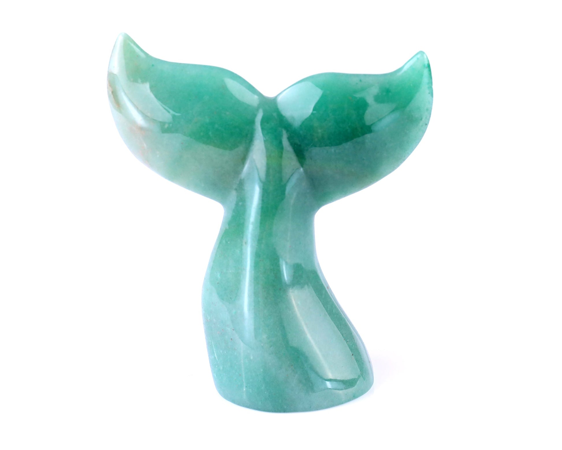 Nicedony 4.2" Green Aventurine Hand Carved Crystal Whale Tail - View 6