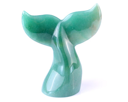 Nicedony 4.2" Green Aventurine Hand Carved Crystal Whale Tail - View 2