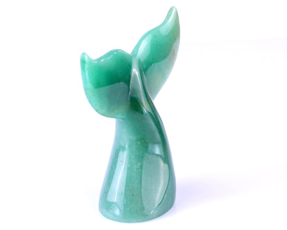 Nicedony 4.2" Green Aventurine Hand Carved Crystal Whale Tail - View 3