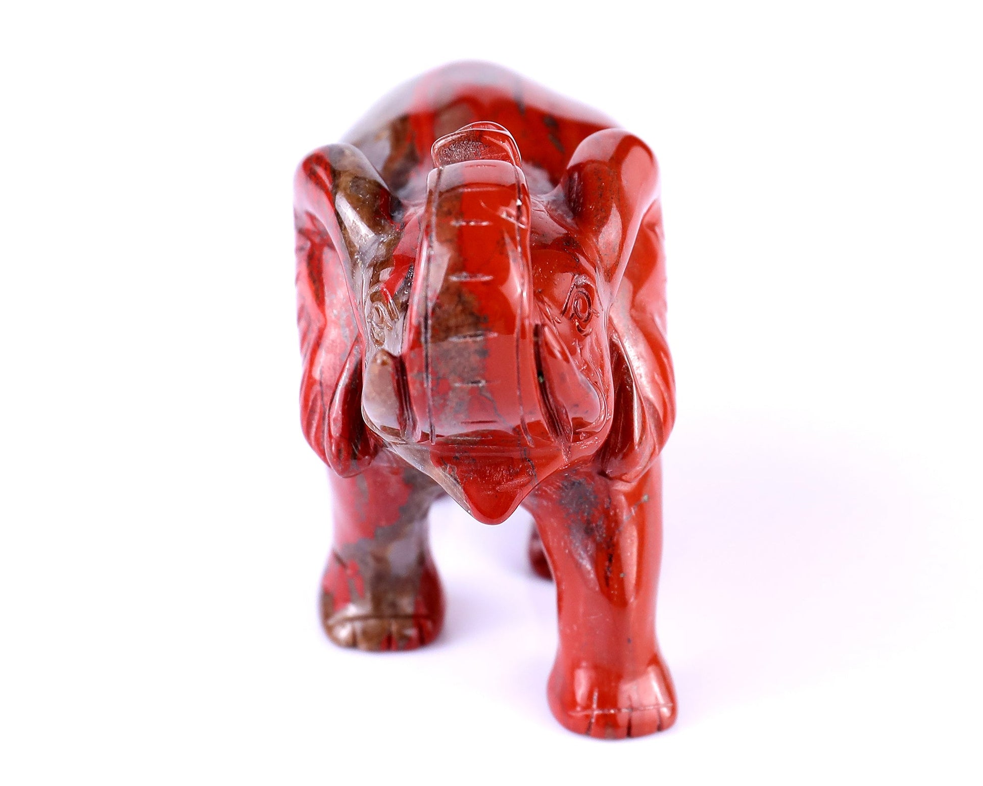 Nicedony 4.2" Red Jasper Hand Carved Crystal Elephant Sculpture - View 12