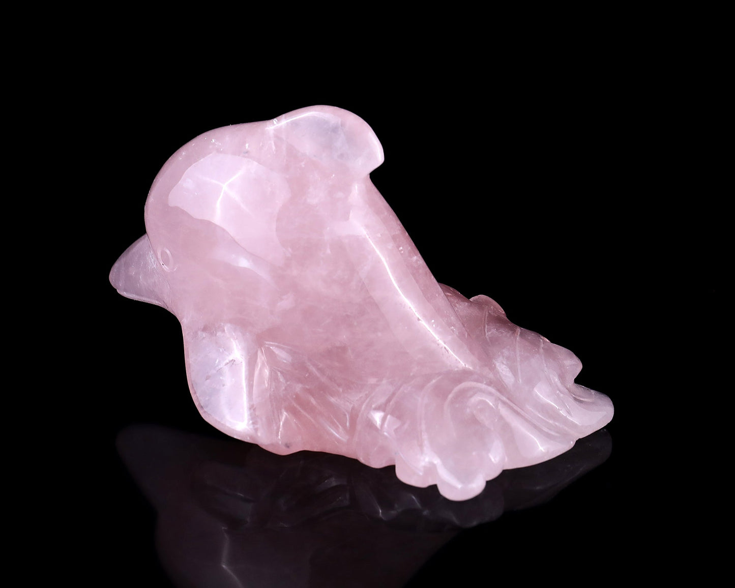 Nicedony 4.2" Rose Quartz Hand Carved Crystal Dolphin Sculpture - View 6