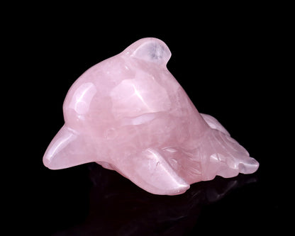 Nicedony 4.2" Rose Quartz Hand Carved Crystal Dolphin Sculpture - View 10