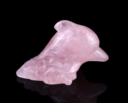 Nicedony 4.2" Rose Quartz Hand Carved Crystal Dolphin Sculpture - View 3