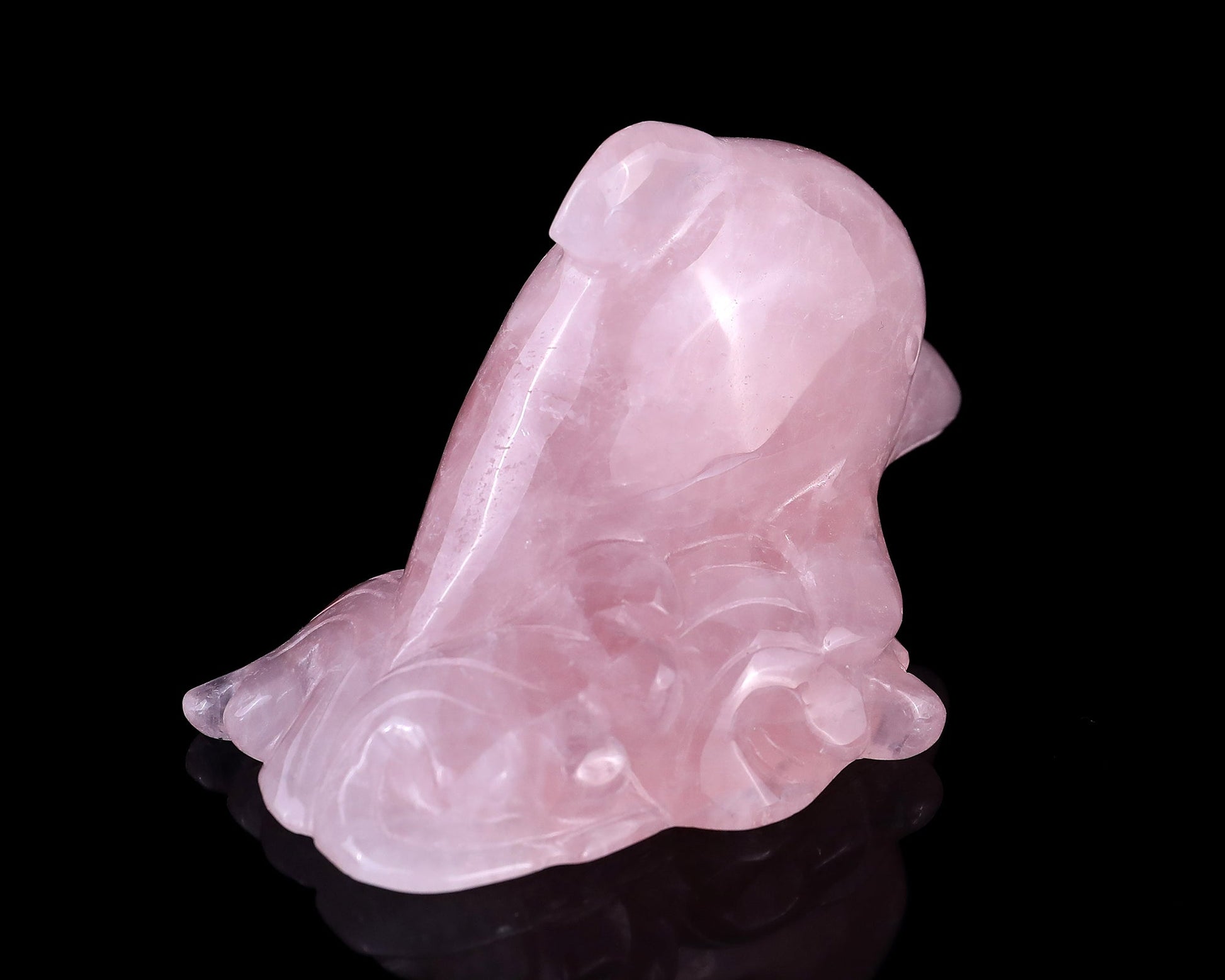 Nicedony 4.2" Rose Quartz Hand Carved Crystal Dolphin Sculpture - View 4
