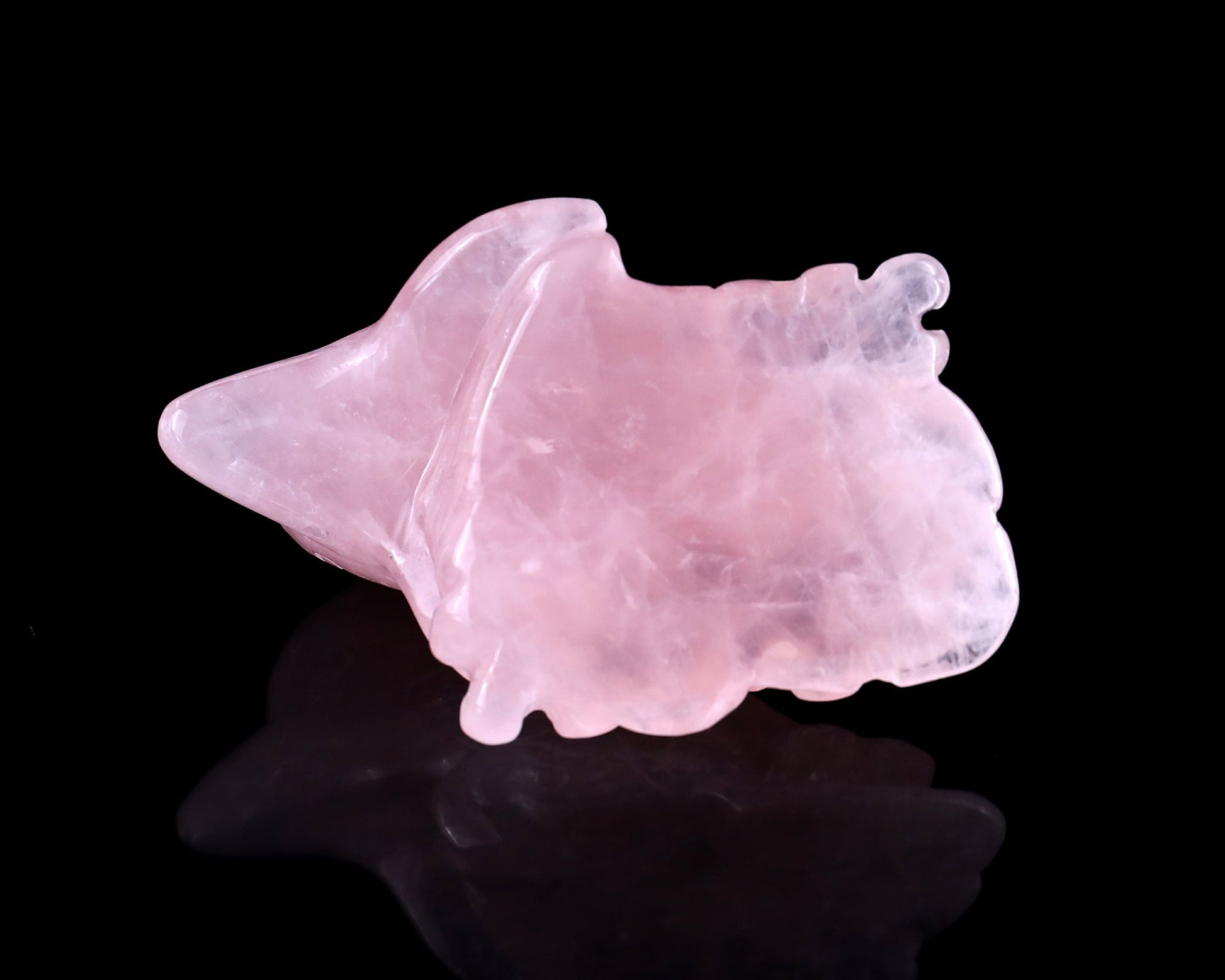 Nicedony 4.2" Rose Quartz Hand Carved Crystal Dolphin Sculpture - View 8