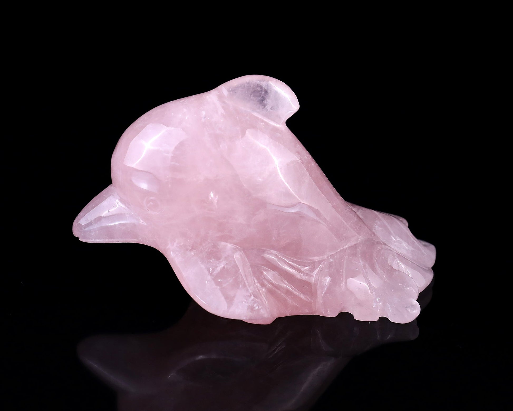 Nicedony 4.2" Rose Quartz Hand Carved Crystal Dolphin Sculpture - View 7