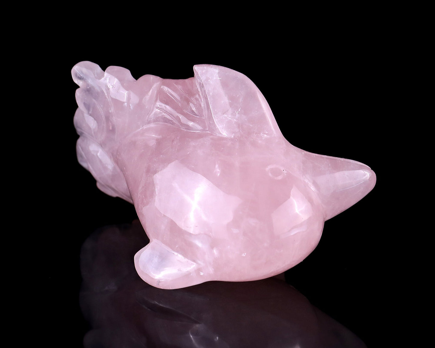 Nicedony 4.2" Rose Quartz Hand Carved Crystal Dolphin Sculpture - View 9