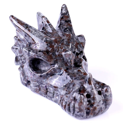 Nicedony 4.2" Yooperlite Hand Carved Crystal Dragon Skull Sculpture
