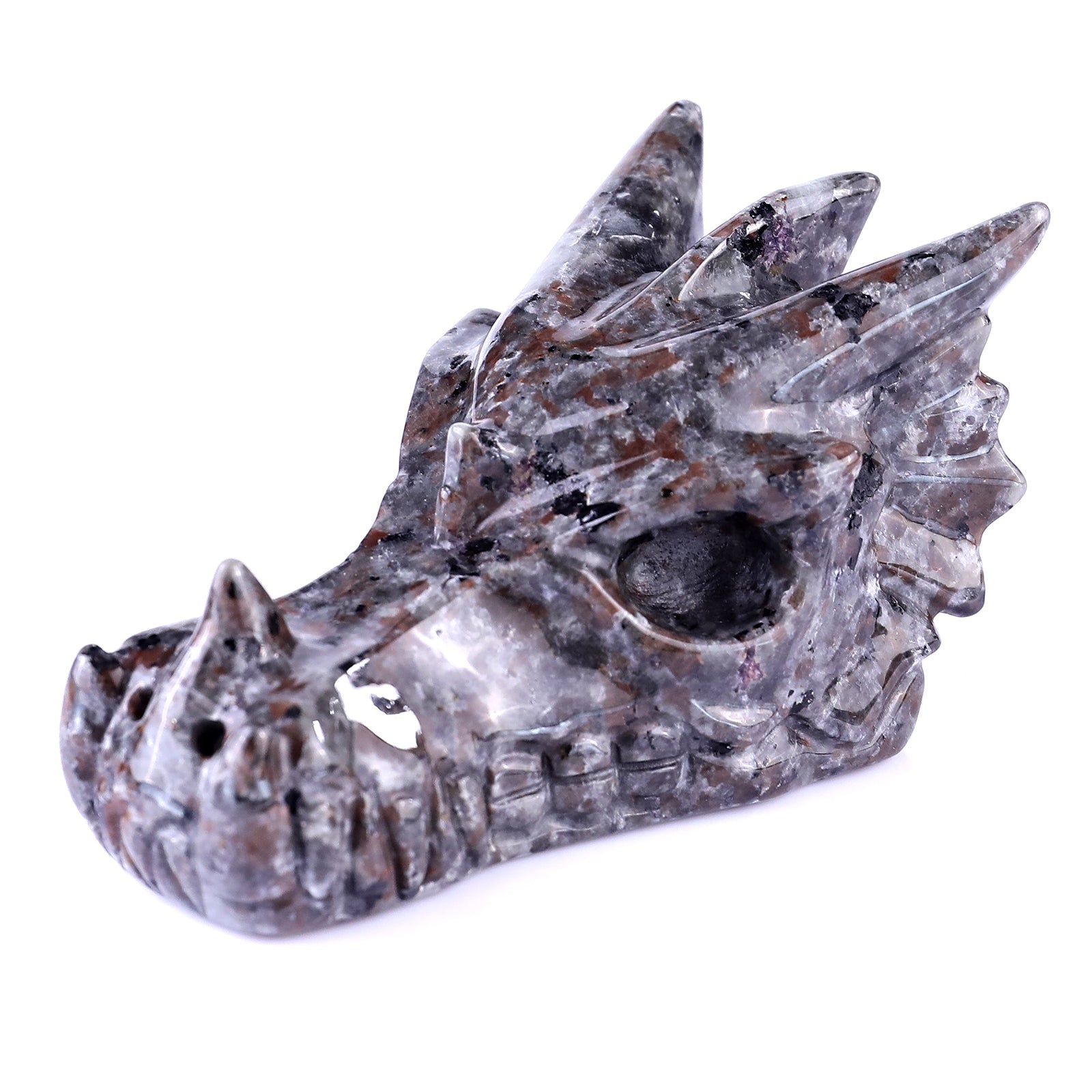 Nicedony 4.2" Yooperlite Hand Carved Crystal Dragon Skull Sculpture - View 9