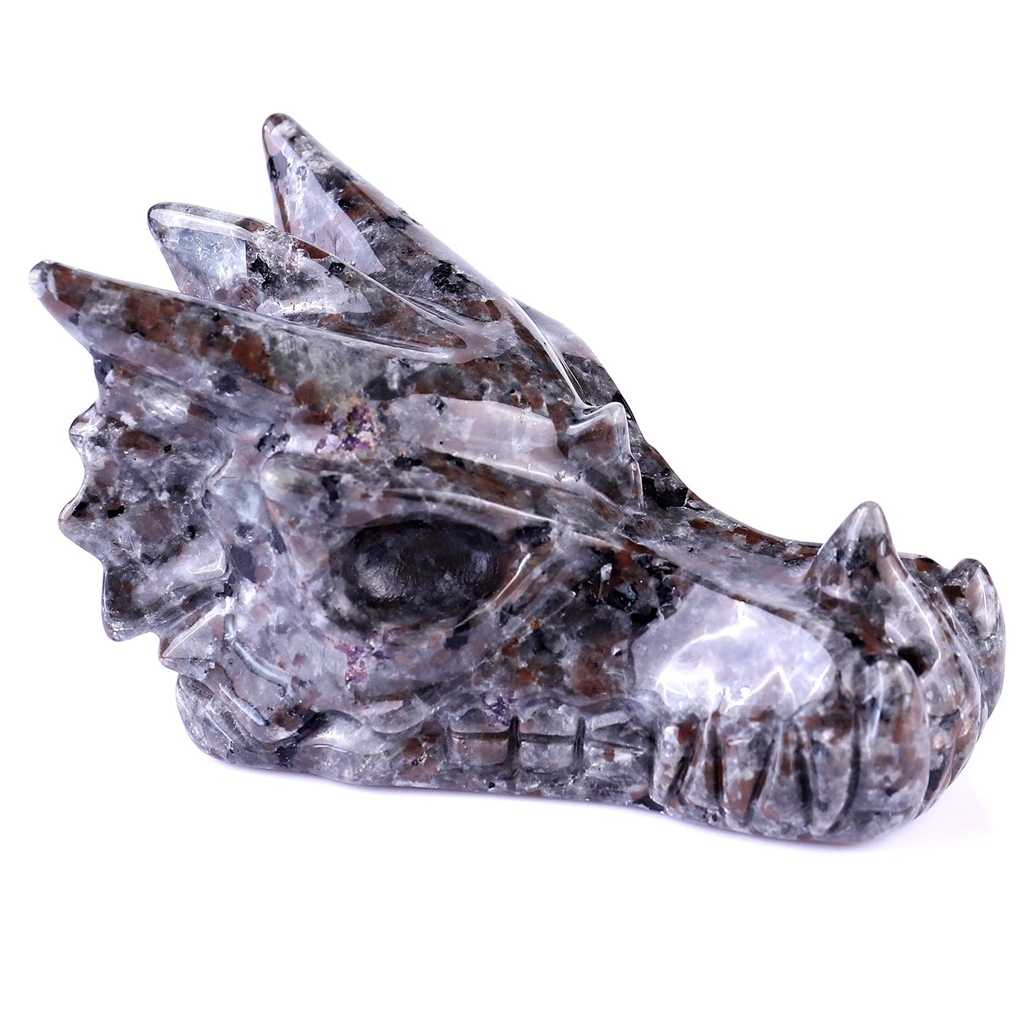 Nicedony 4.2" Yooperlite Hand Carved Crystal Dragon Skull Sculpture - View 3