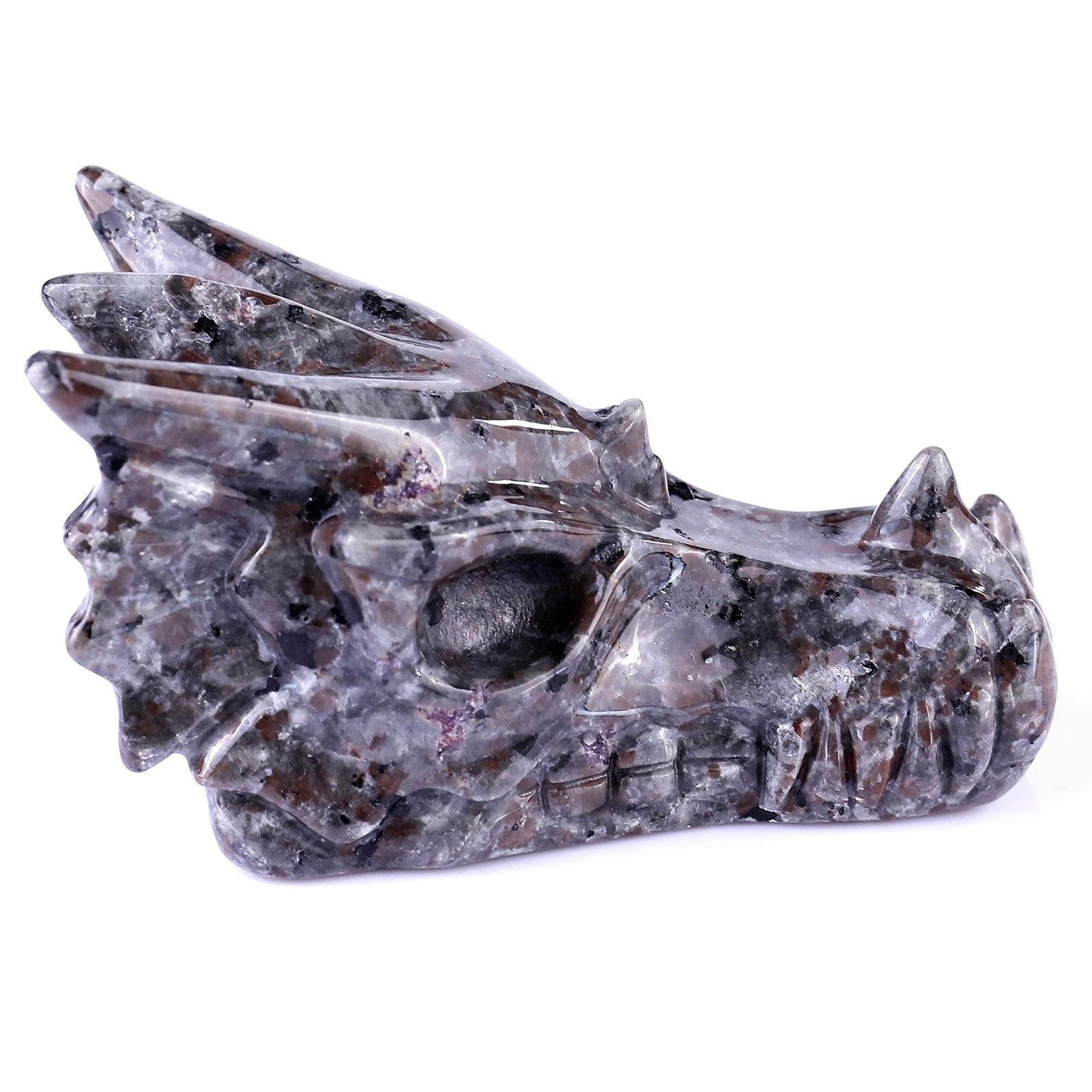 Nicedony 4.2" Yooperlite Hand Carved Crystal Dragon Skull Sculpture - View 4