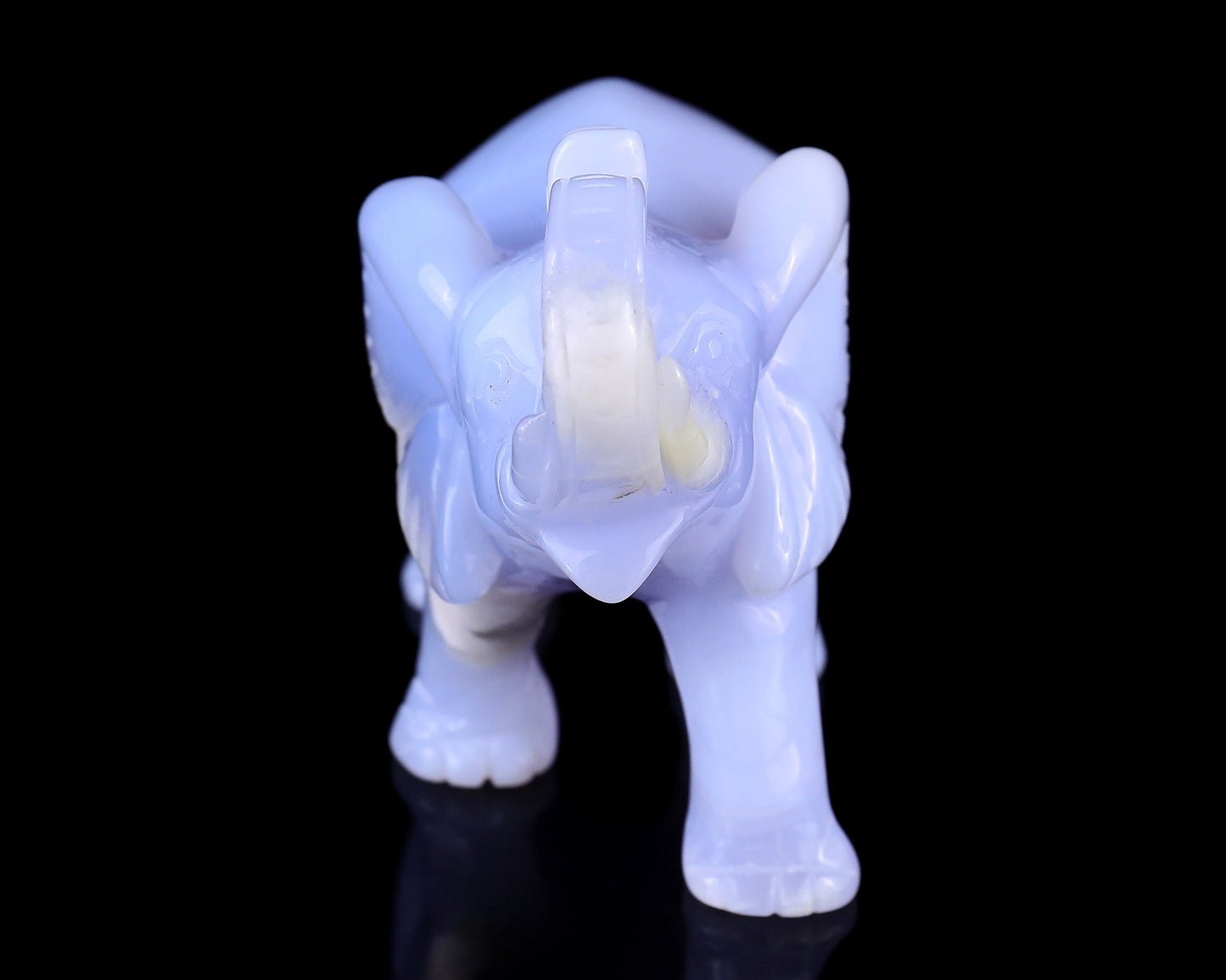 Nicedony 4.3" Blue Chalcedony Hand Carved Crystal Elephant Sculpture - View 2