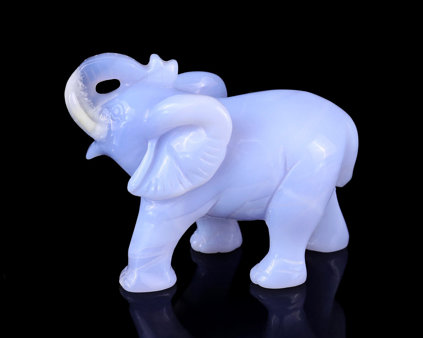 Nicedony 4.3" Blue Chalcedony Hand Carved Crystal Elephant Sculpture - View 7