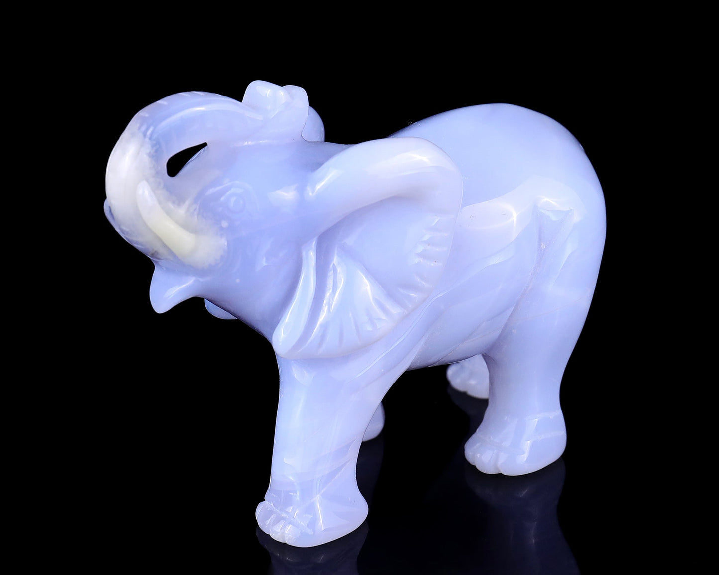 Nicedony 4.3" Blue Chalcedony Hand Carved Crystal Elephant Sculpture - View 10