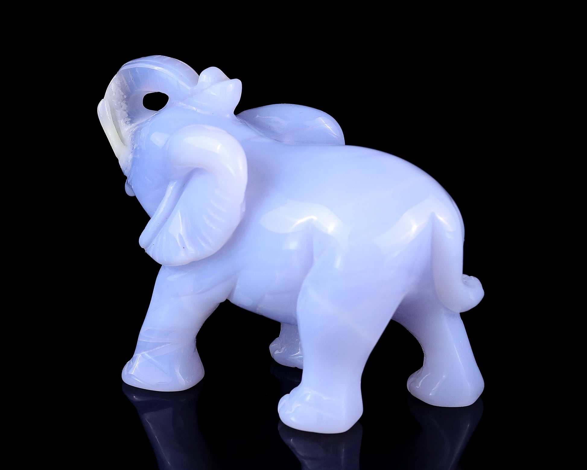 Nicedony 4.3" Blue Chalcedony Hand Carved Crystal Elephant Sculpture - View 6