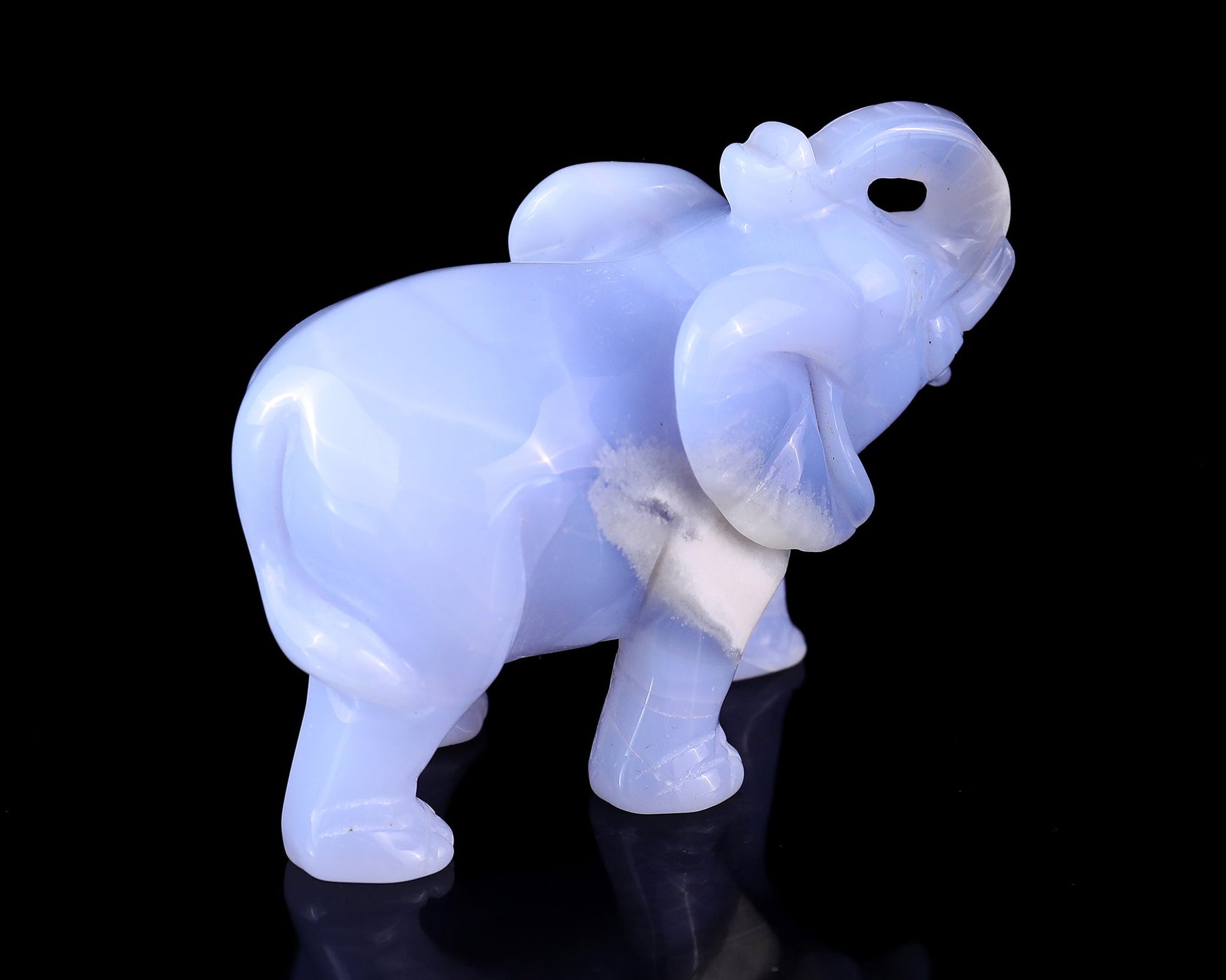Nicedony 4.3" Blue Chalcedony Hand Carved Crystal Elephant Sculpture - View 4