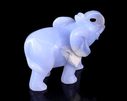 Nicedony 4.3" Blue Chalcedony Hand Carved Crystal Elephant Sculpture - View 4