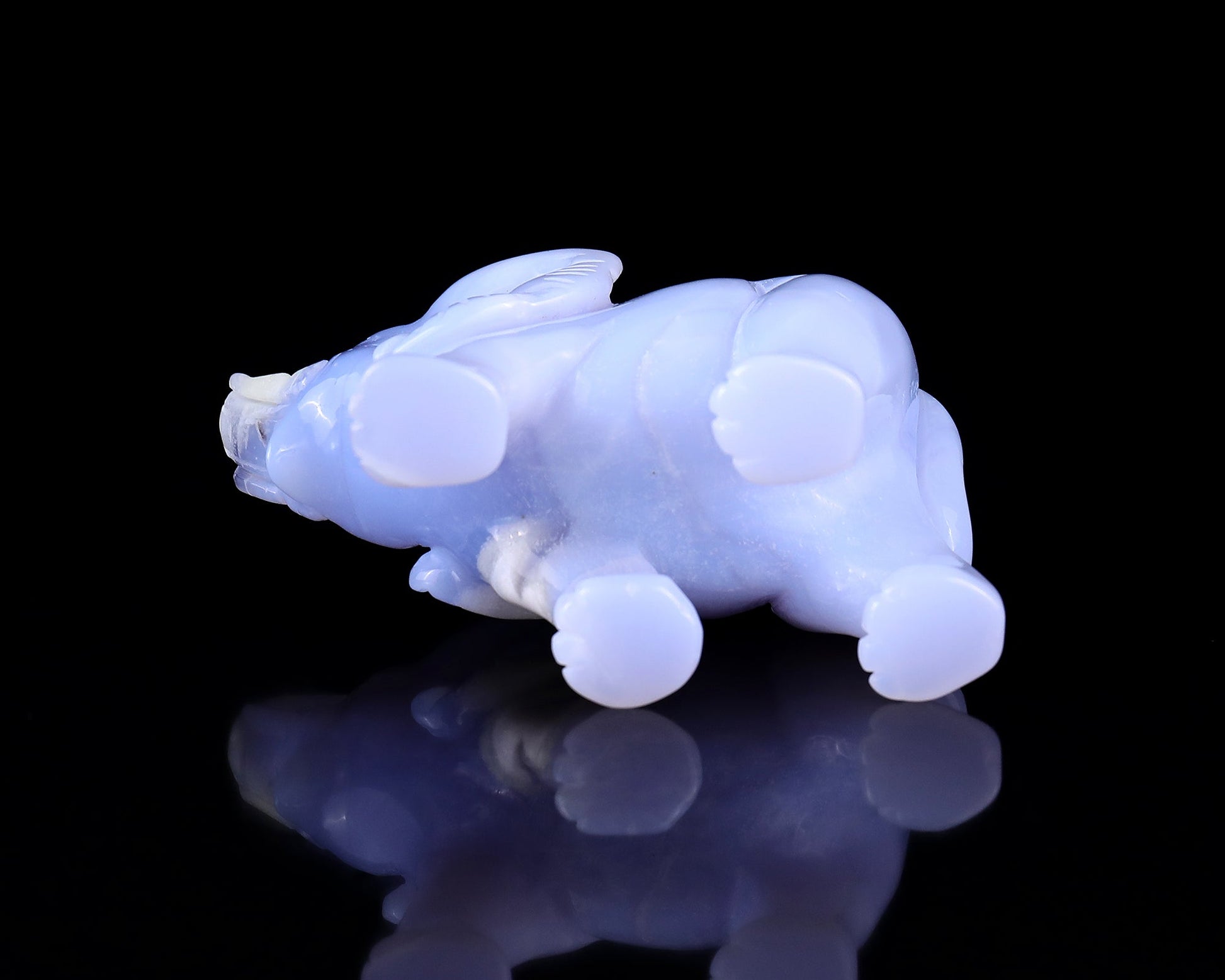 Nicedony 4.3" Blue Chalcedony Hand Carved Crystal Elephant Sculpture - View 8