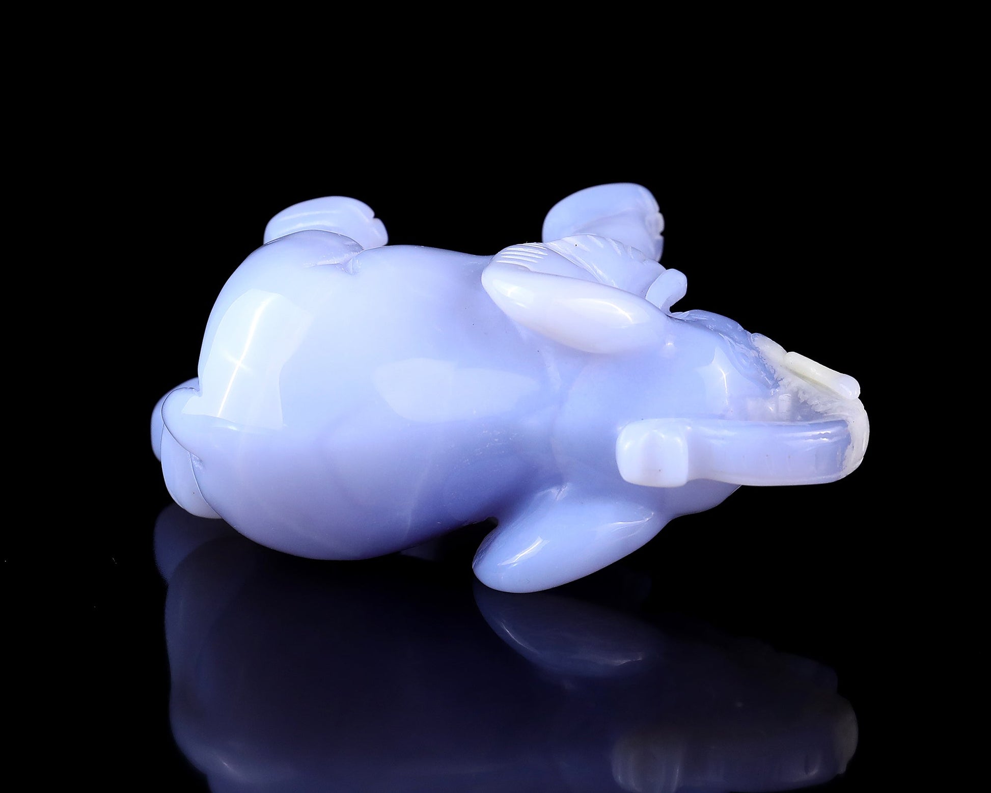Nicedony 4.3" Blue Chalcedony Hand Carved Crystal Elephant Sculpture - View 9