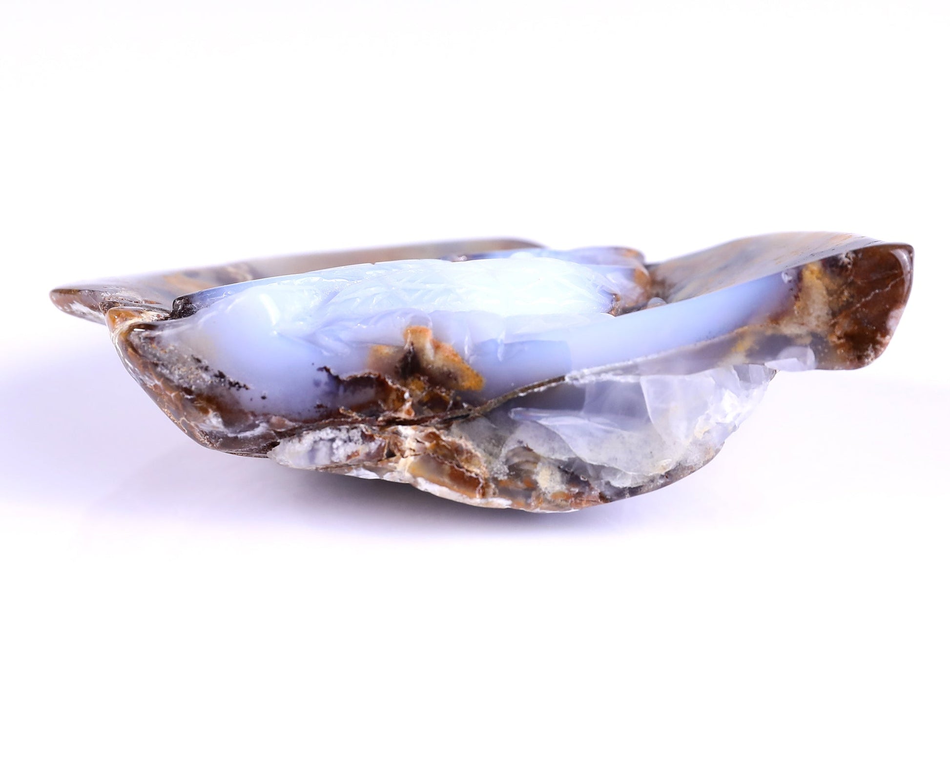 Nicedony 4.3" Blue Chalcedony Hand Carved Crystal Owl Sculpture - View 6