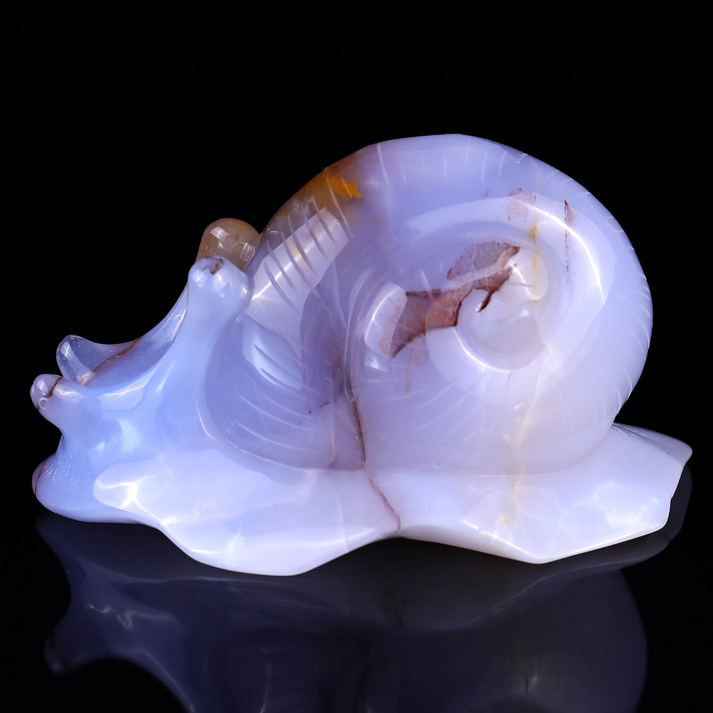 Nicedony 4.3" Blue Chalcedony Hand Carved Crystal Snail Sculpture - View 4