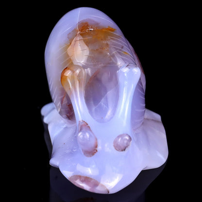 Nicedony 4.3" Blue Chalcedony Hand Carved Crystal Snail Sculpture - View 2
