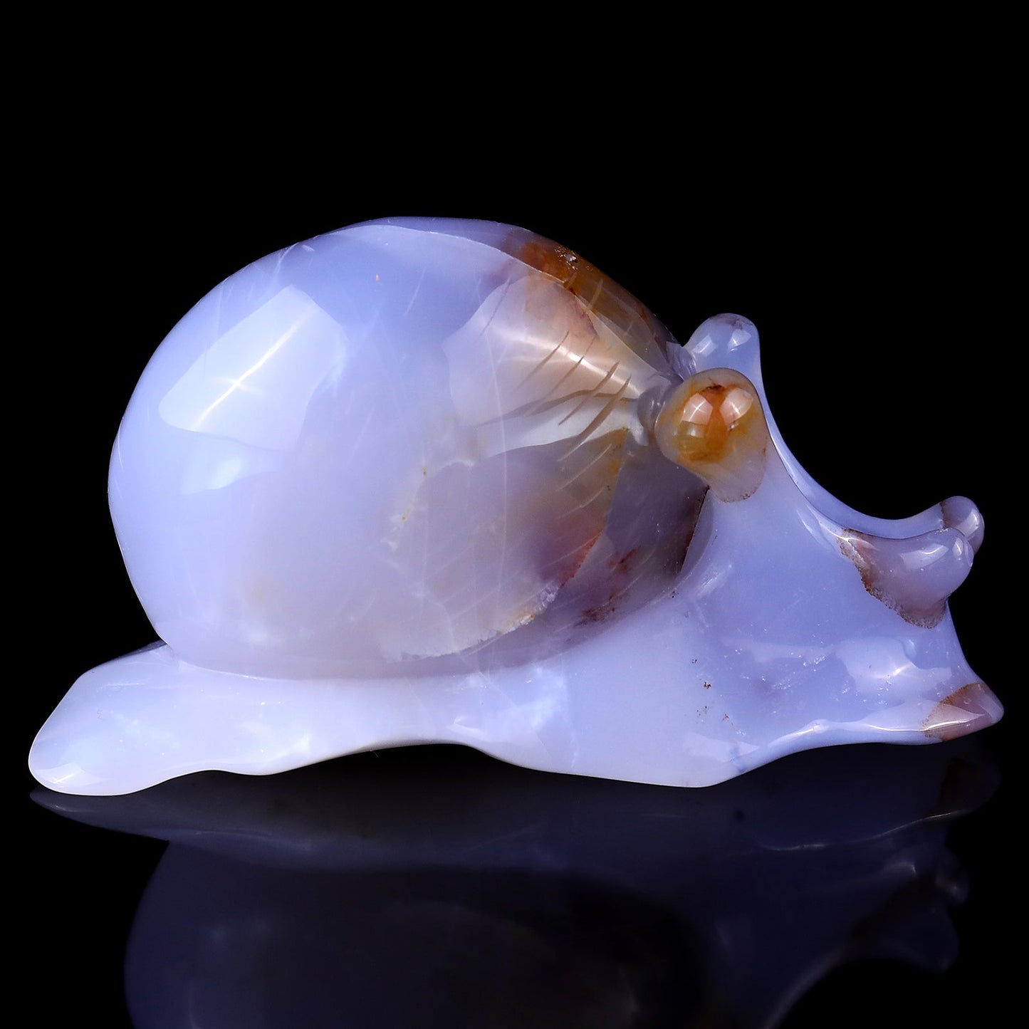 Nicedony 4.3" Blue Chalcedony Hand Carved Crystal Snail Sculpture - View 3