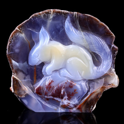 Nicedony 4.3" Blue Chalcedony Hand Carved Crystal Squirrel Sculpture - View 2
