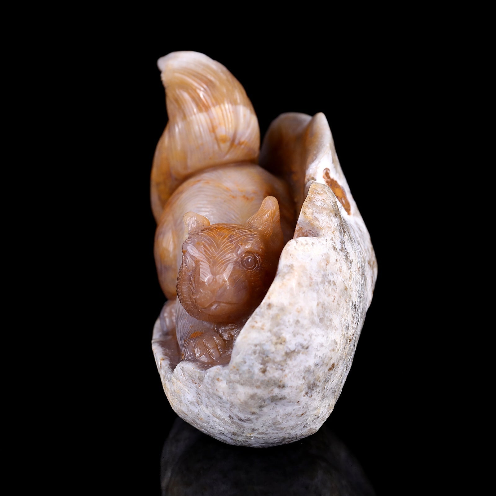 Nicedony 4.3" Chalcedony Hand Carved Crystal Squirrel Sculpture - View 11
