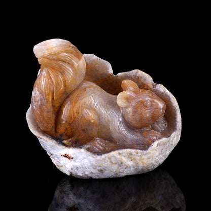 Nicedony 4.3" Chalcedony Hand Carved Crystal Squirrel Sculpture - View 12