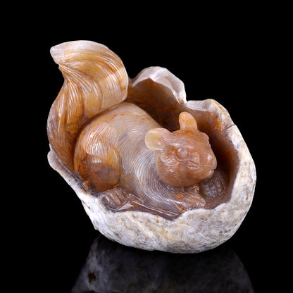 Nicedony 4.3" Chalcedony Hand Carved Crystal Squirrel Sculpture - View 10