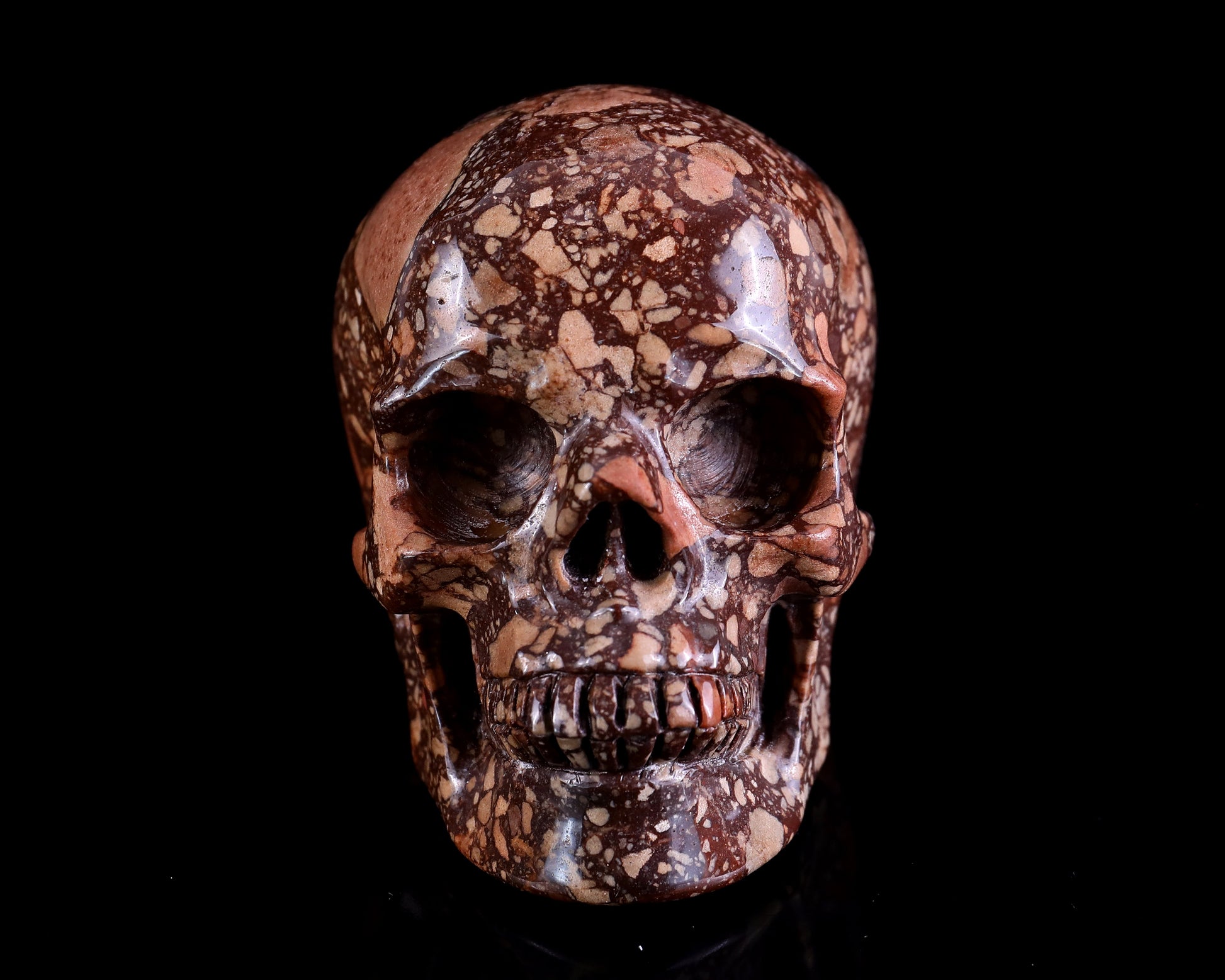 Nicedony 4.3" Coffee Stone Hand Carved Realistic Skull Sculpture - View 2