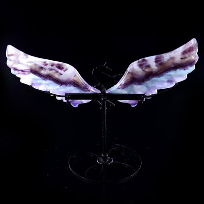 Nicedony 4.3" Fluorite Hand Carved Crystal Unicorn Wings Sculpture - View 7