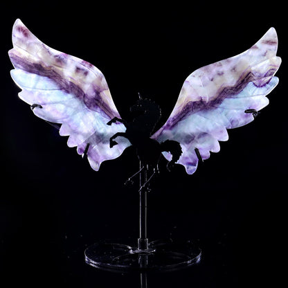 Nicedony 4.3" Fluorite Hand Carved Crystal Unicorn Wings Sculpture - View 4
