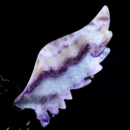 Nicedony 4.3" Fluorite Hand Carved Crystal Unicorn Wings Sculpture - View 2