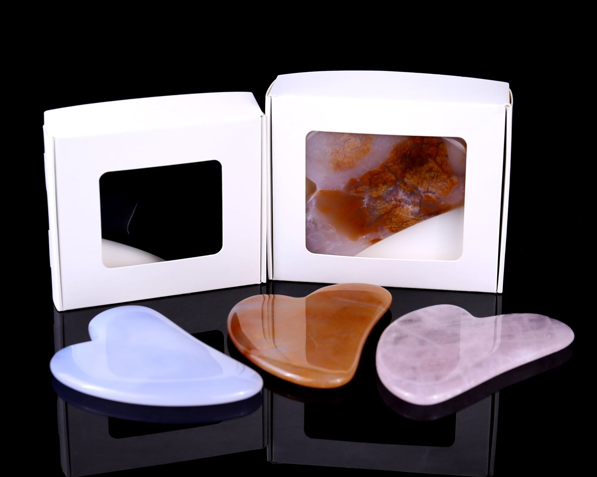 Nicedony 4.3" Gemstone Hand Carved Crystal Guasha Tool,Massage Tool - Rose Quartz