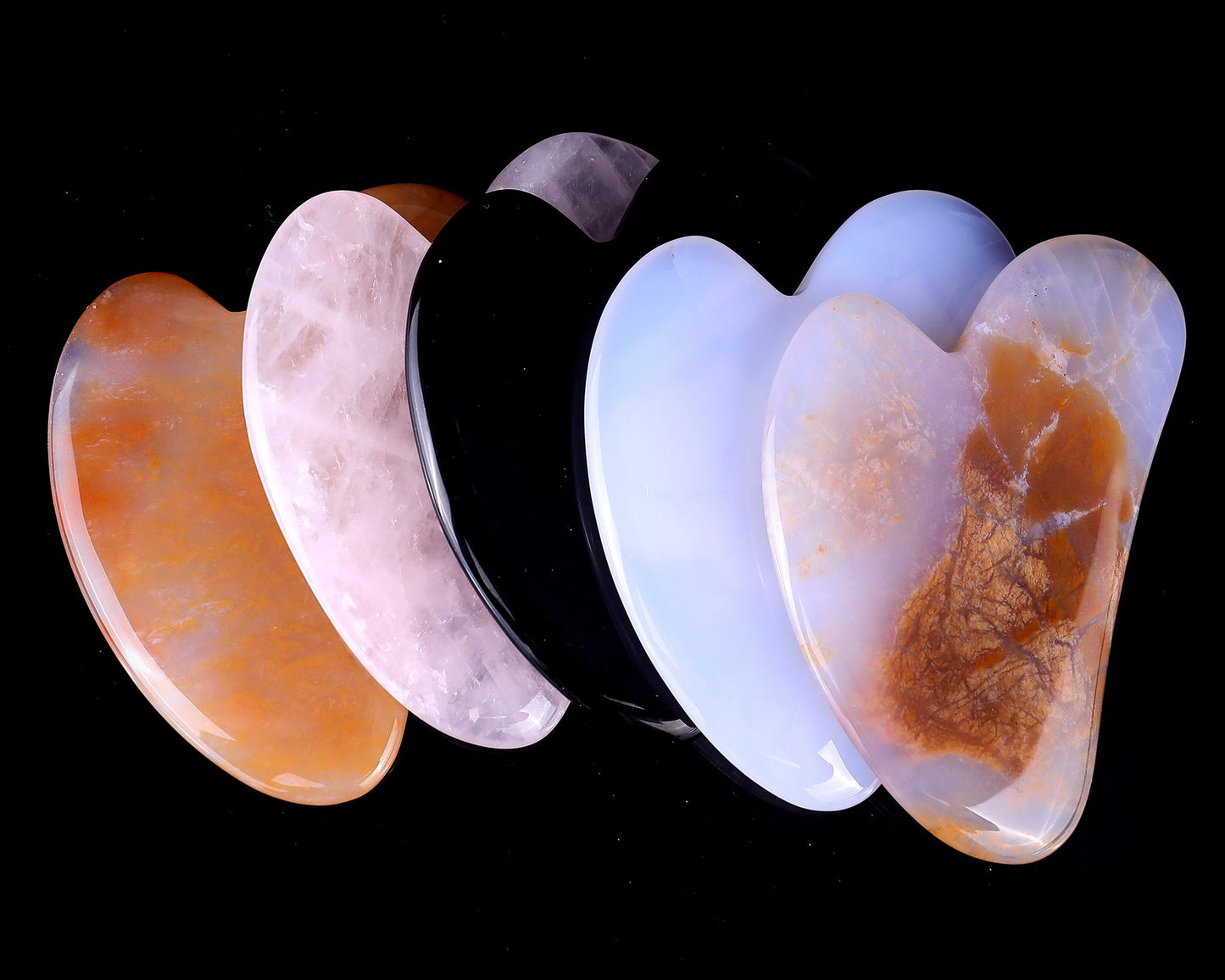 Nicedony 4.3" Gemstone Hand Carved Crystal Guasha Tool,Massage Tool - Chalcedony