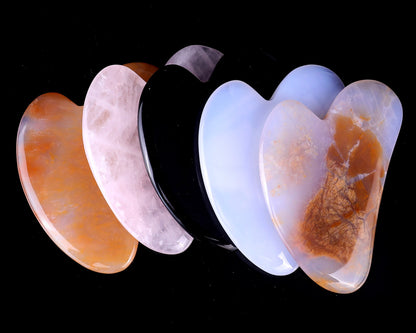 Nicedony 4.3" Gemstone Hand Carved Crystal Guasha Tool,Massage Tool - Chalcedony