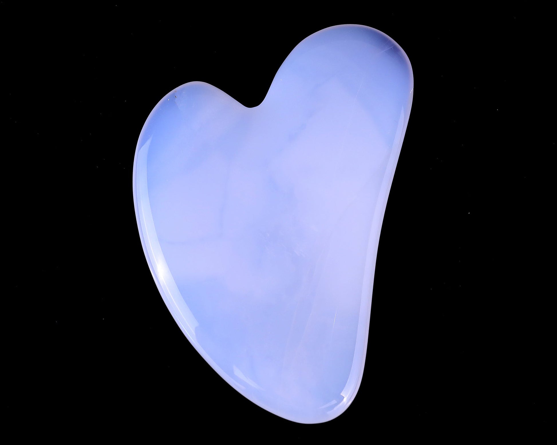 Nicedony 4.3" Gemstone Hand Carved Crystal Guasha Tool,Massage Tool - Blue Chalcedony