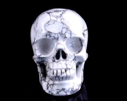 Nicedony 4.3" Howlite Hand Carved Crystal Realistic Skull Sculpture - View 2