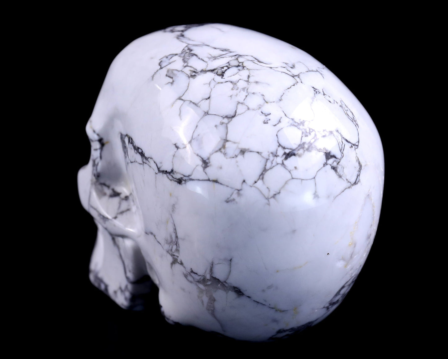 Nicedony 4.3" Howlite Hand Carved Crystal Realistic Skull Sculpture - View 6
