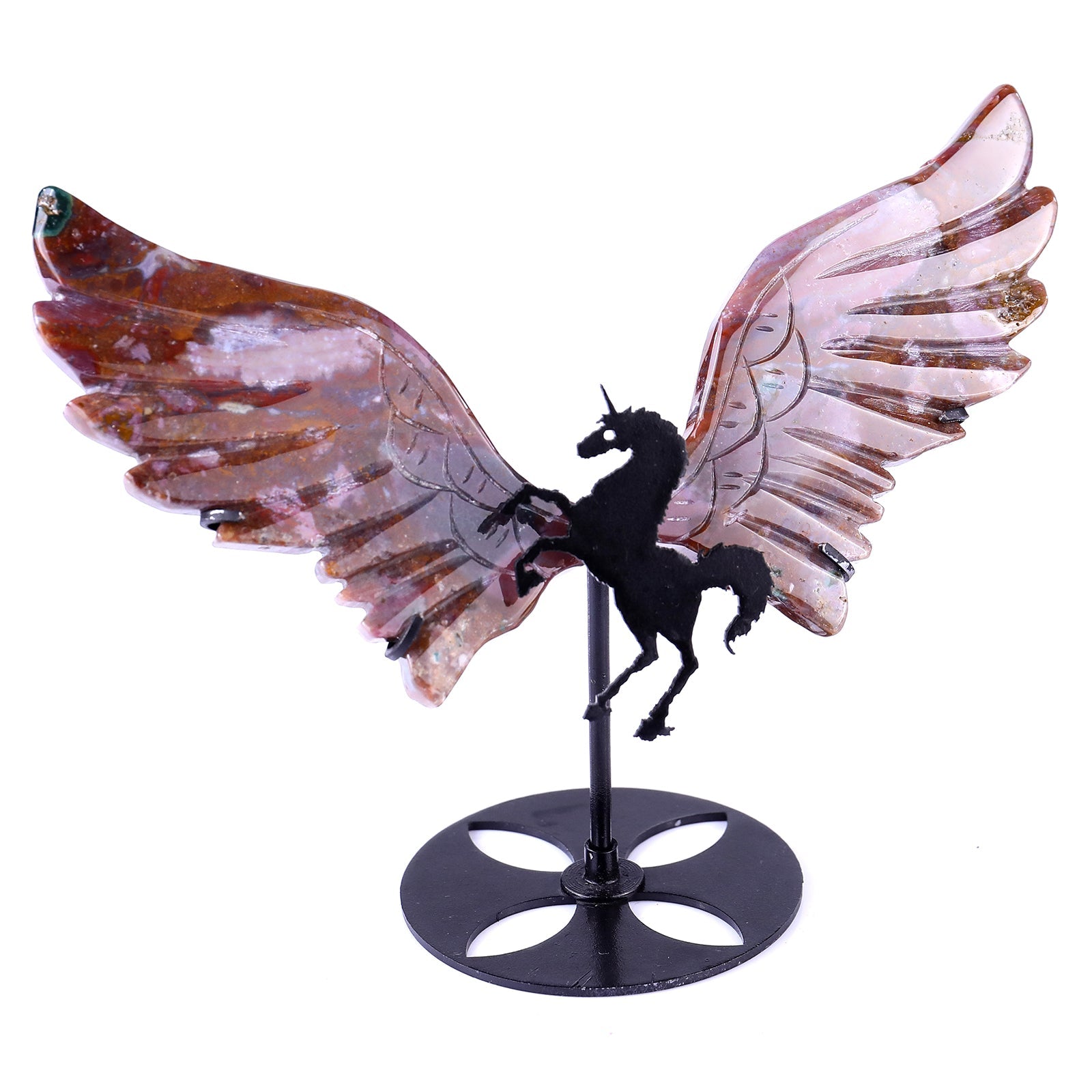 Nicedony 4.3" Indian Agate Hand Carved Unicorn Wings Sculpture - View 4