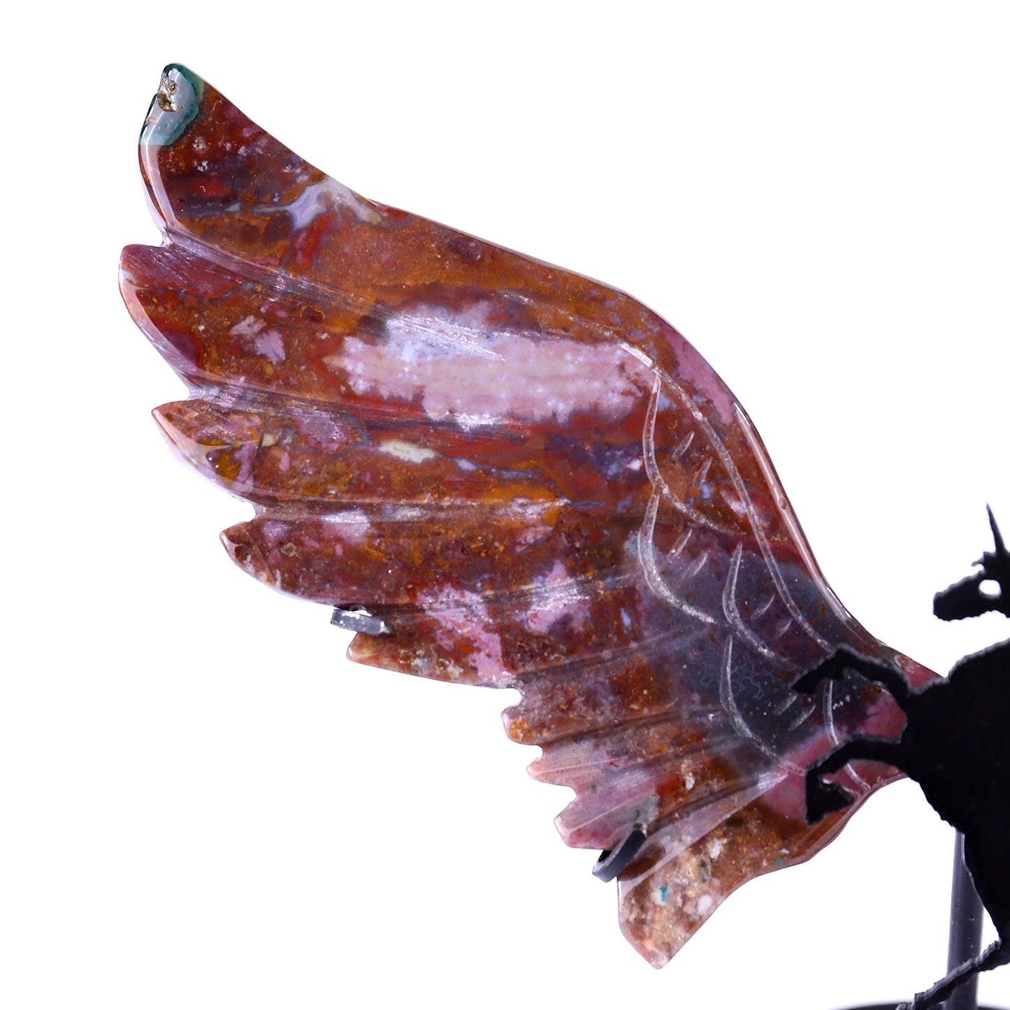 Nicedony 4.3" Indian Agate Hand Carved Unicorn Wings Sculpture - View 3