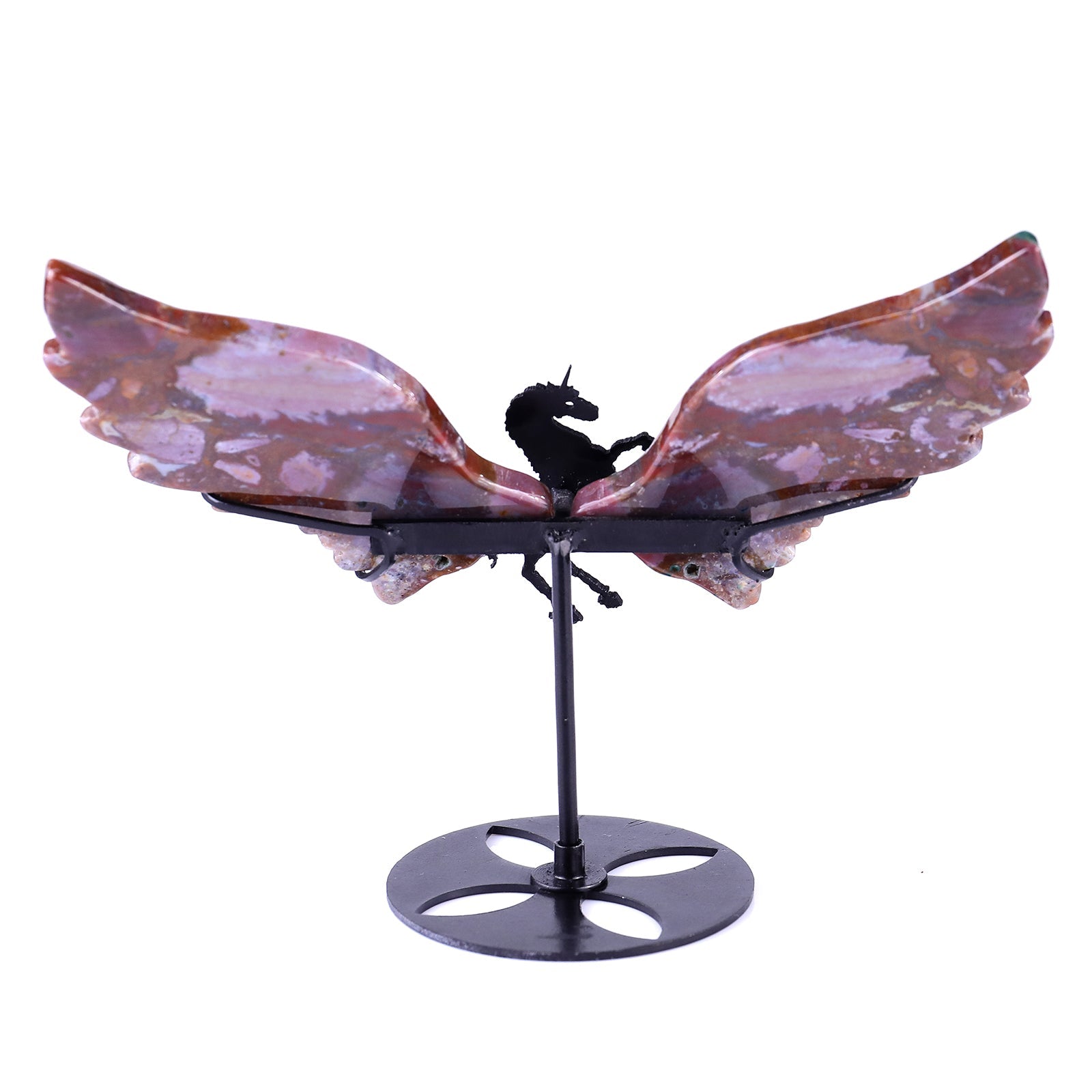 Nicedony 4.3" Indian Agate Hand Carved Unicorn Wings Sculpture - View 6