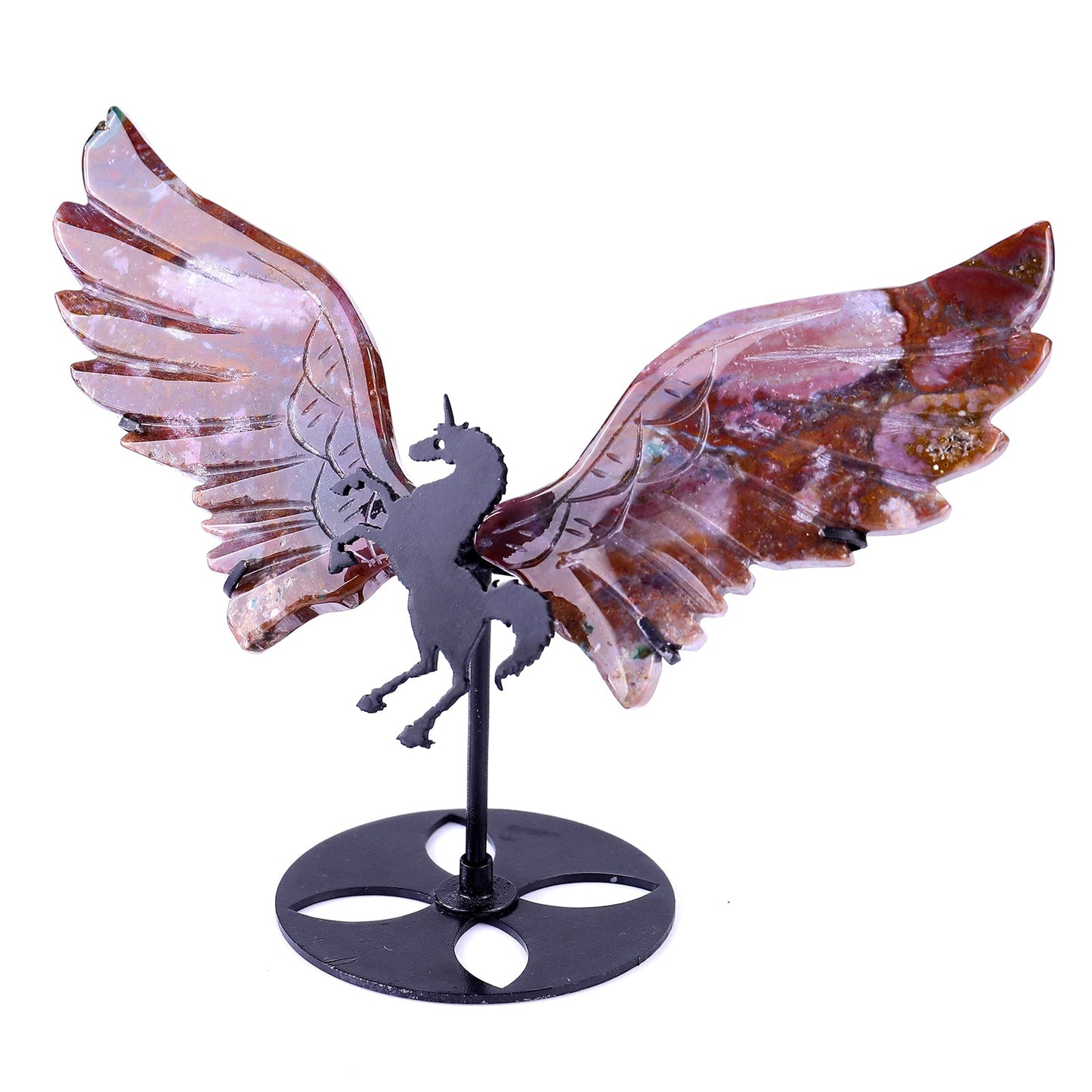 Nicedony 4.3" Indian Agate Hand Carved Unicorn Wings Sculpture - View 7